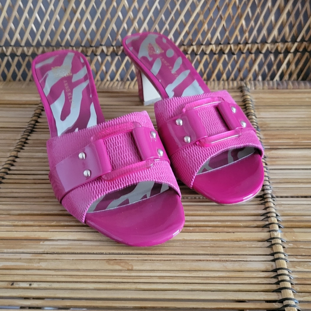 Anne Klein Hot Pink Buckle Zebra Pumps